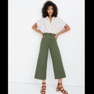 Madewell Emmett Wide Leg Cropped Jeans Sz 31 Hunter green H7249
